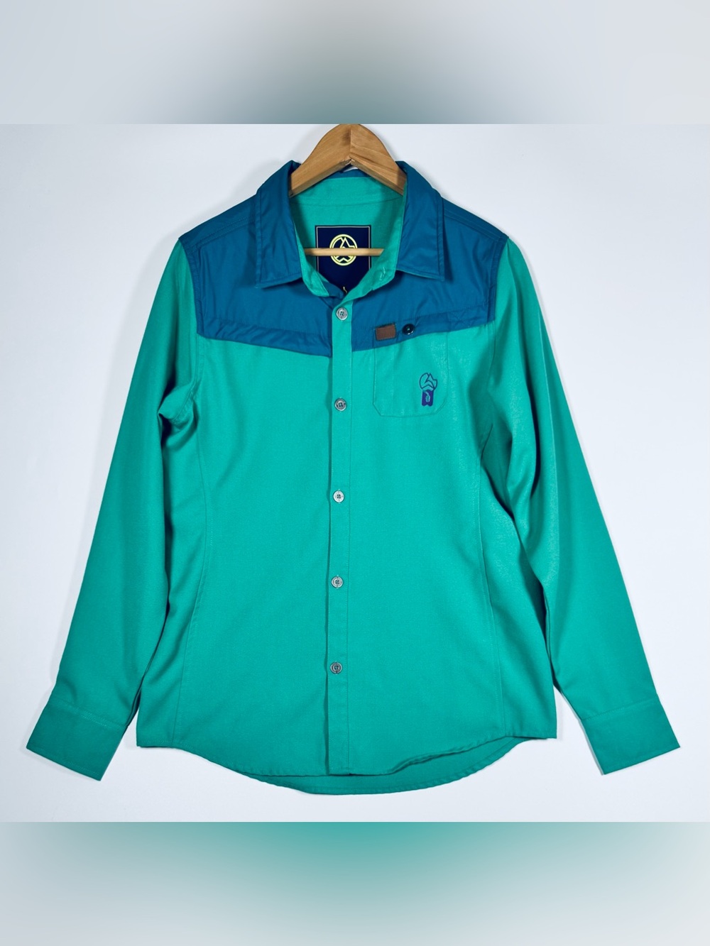 TREW Gear Hoodriver Button Up Shirt Women’s L Teal Blue Wool‎ Blend Outdoor
